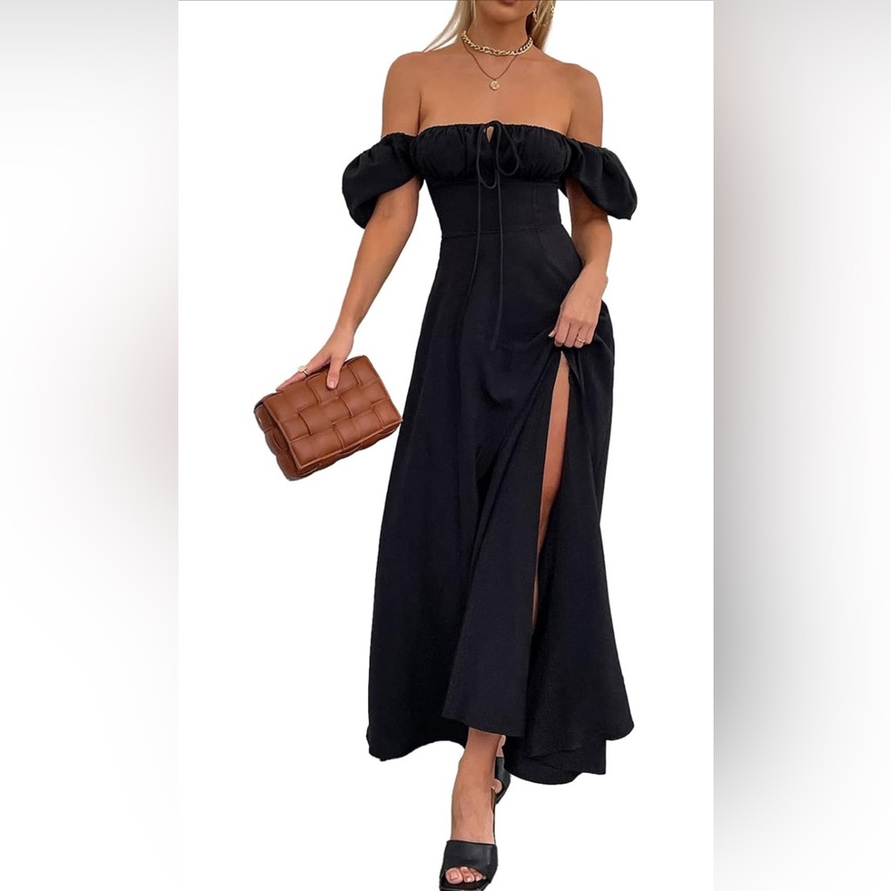 Elegant Black Off-Shoulder Maxi Dress